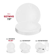 White round disposable appetizer or salad plates with silver antique floral detailing, 7.5-inch diameter