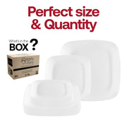 White rounded square dinner plate with a 10-inch size, perfect for presenting main courses with a modern touch