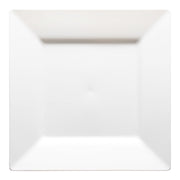 White square plastic dinner plates, 9.5-inch diameter, modern and durable design