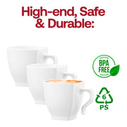 White square plastic mini coffee and tea cups, BPA-free and food-safe, 2 oz. capacity, perfect for espresso, tastings, and events