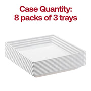 White square serving tray measuring 12 inches by 12 inches with a groove rim, designed for secure food display