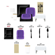 White tablecloth and ivory napkins complement the Ravens fan dinnerware during tailgate lunch.