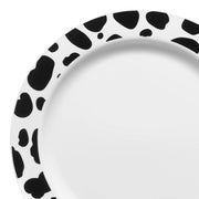 White with Black Dalmatian Spots Round Disposable Plastic Appetizer Plates - 7.5"