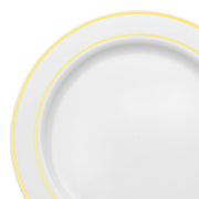 White with Gold Edge Rim Plastic Buffet Plates