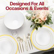 White with Gold Moonlight Wedding Set shown with complete serving sizes and ample quantities ideal for grand occasions