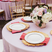 White with Gold Pearl String Plates served appetizers at a formal gathering with golden centerpieces.