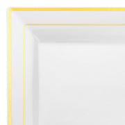White with Gold Square Edge Rim Plastic Appetizer/Salad Plates