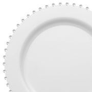 White with Silver Pearl String Round Disposable Plastic Dinner Plates