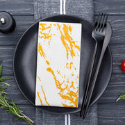 White with gold marble dinner napkins, perfect for upscale dining and formal occasions