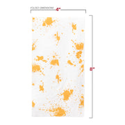 White with gold paint splatter paper dinner napkins, 10'' X 10'', sold in a case of 600 for events and catering needs