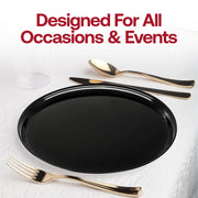 With a generous round surface and raised edge, 14" Black Round Plastic Trays help prevent spills on buffet or dessert lines