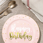 With tailored for gatherings that value both beauty and utility, Pink with White and Gold Birthday Round Disposable Plastic Dinner Plates (10.25") is a reliable choice
