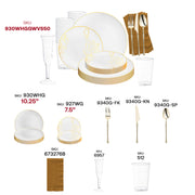 Wow your guests with the timeless elegance of the White with Gold Antique Floral Plastic Grand Wedding Value Set, perfect for sophisticated gatherings and special events