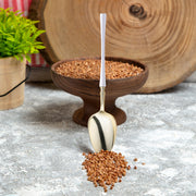 a sleek and modern touch for holiday or celebration tables Gold with White Handle Moderno Disposable Plastic Dinner Spoons
