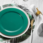 crafted Solid Green Holiday Round Disposable Plastic Appetizer/Salad Plates (7.5") for upscale occasions and easy disposal