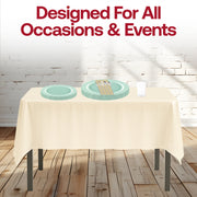 pastel table setup with guests enjoying drinks from crystal clear plastic party cups.