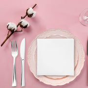 stylish and functional White Linen-Like Premium Paper Beverage/Cocktail Napkins for both indoor and outdoor gatherings