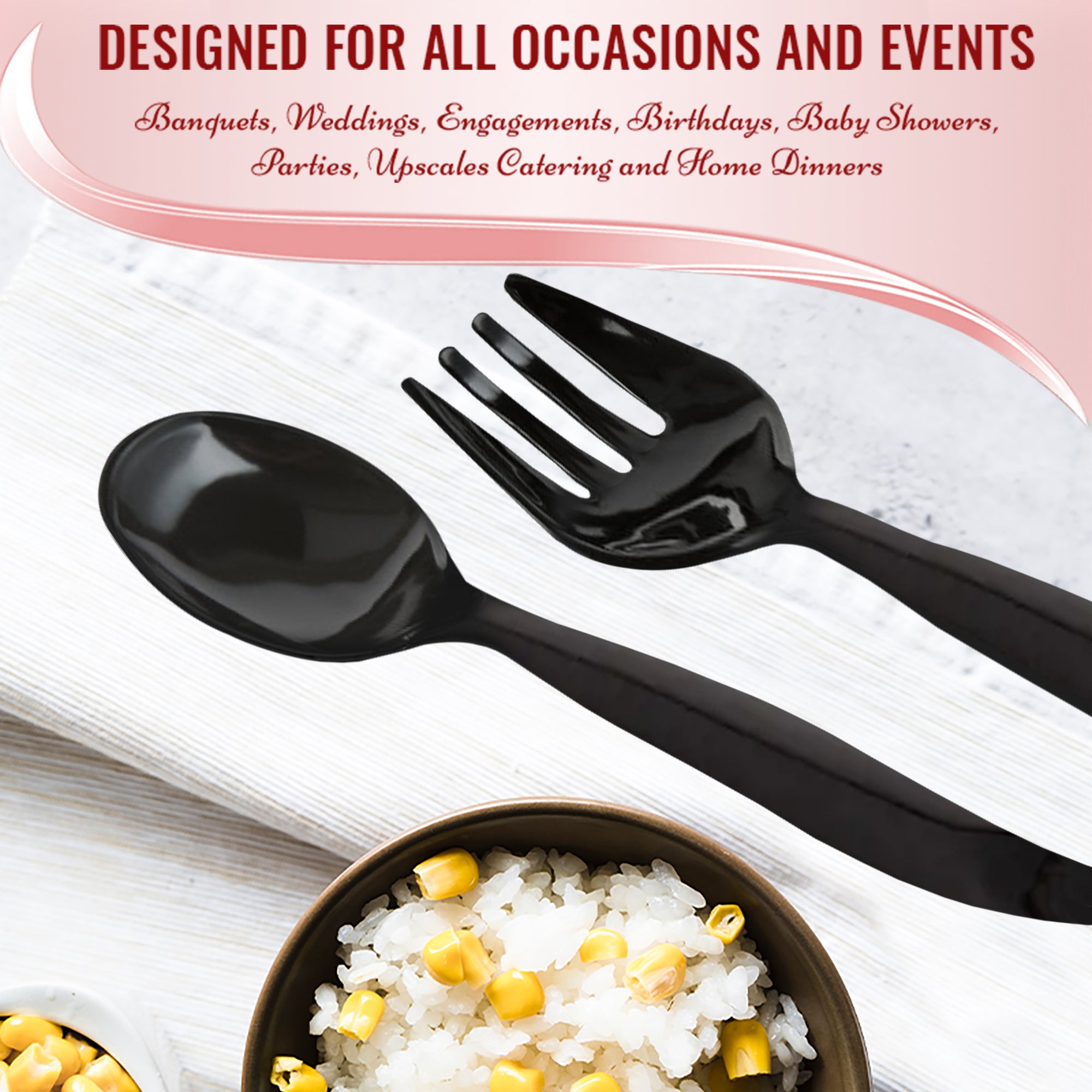 Plastic Utensils - Black Serving Flatware Set | Smarty Had A Party