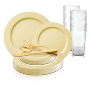 Matte Bright Yellow Round Disposable Plastic Wedding Value Set | Smarty Had A Party