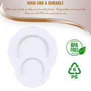 Solid White Round Blossom Disposable Plastic Dinnerware Value Set BPA | Smarty Had A Party