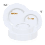 Solid White Round Blossom Disposable Plastic Dinnerware Value Set Features | Smarty Had A Party