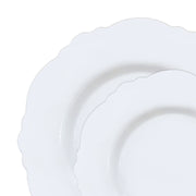 Solid White Round Blossom Disposable Plastic Dinnerware Value Set | Smarty Had A Party