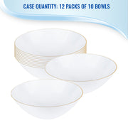 6 oz. White with Gold Rim Organic Round Disposable Plastic Dessert Bowls Quantity