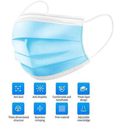 Blue Disposable Face Masks with Elastic Ear Loop